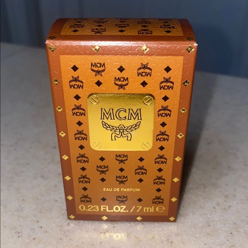 MCM Gold and Brown Eau de Parfum unisex mcm cognac monogram mini charm purse - Picture 9 of 11